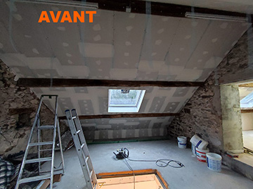 Isolation rampants en cours — combles fermette Liège